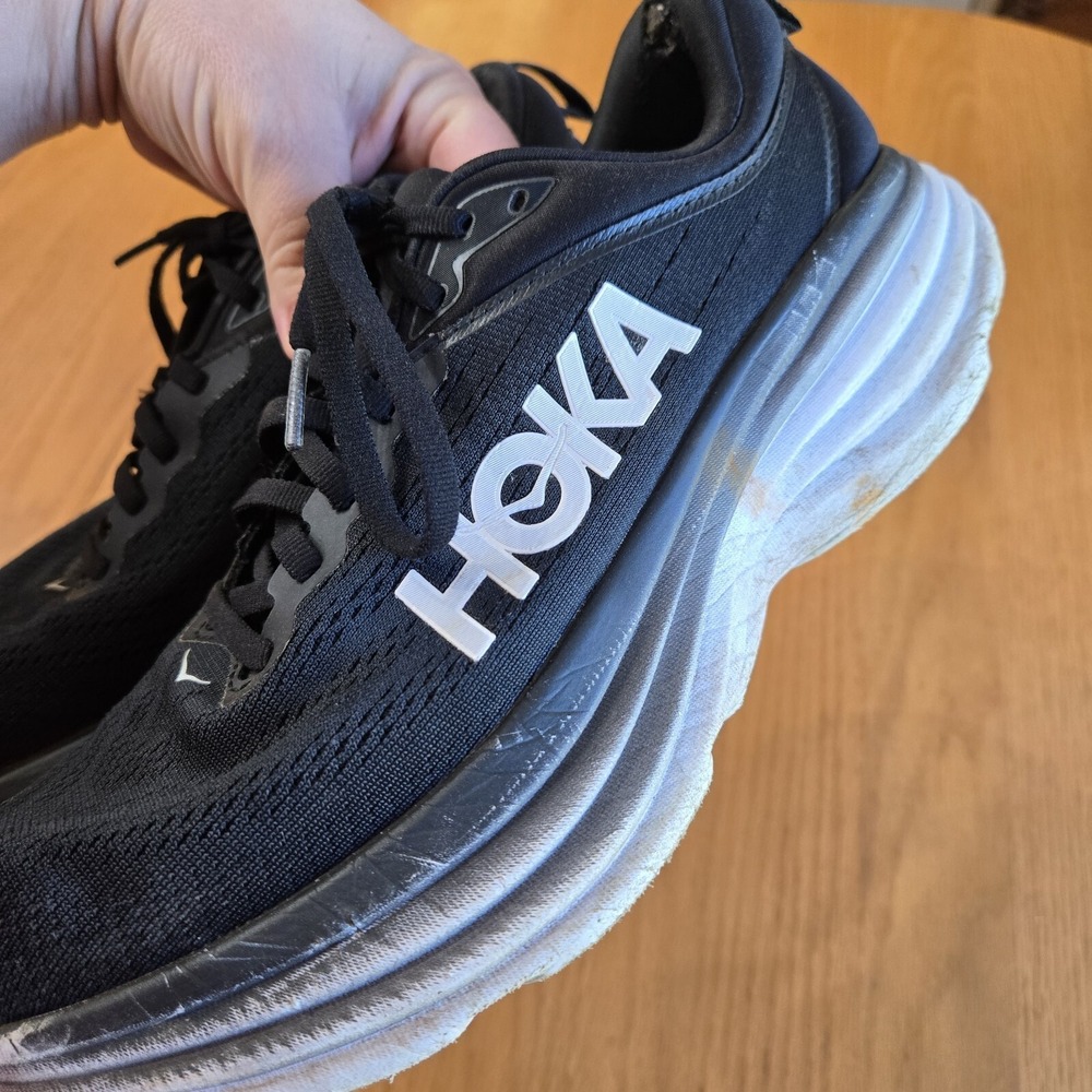 Hoka One Bondi 8 Womens 9.5B WORN Black Running Walking Shoes - Picture 5 of 6